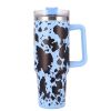 40oz 5D cowprint Insulated Tumbler With Handle And Straw Lid Portable Large Capacity water bottle, Heat preservation